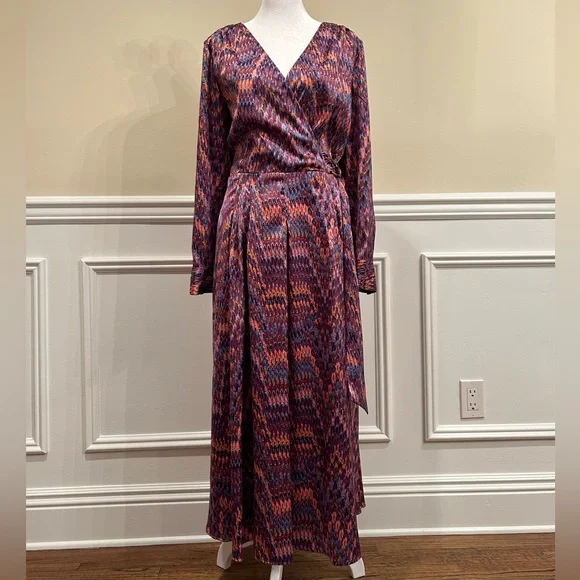 Tahari Arthur S. Levine Faux Wrap Long sleeve midi dress - Picture 1 of 6